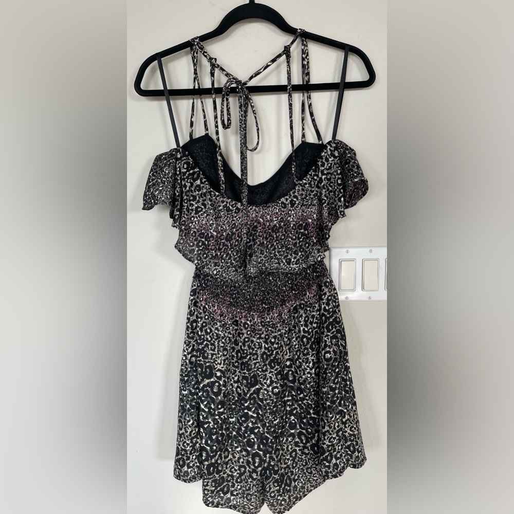 BCBG Eneration Bcbgeneration Dark Grey Moss Spaghetti Strap Jumpsuit Romper L